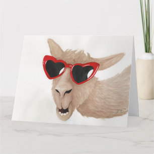 Llamas in Shades: February Greeting Card 8.5"x11"