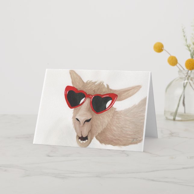 Llamas in Shades: February Greeting Card A5 (Front)