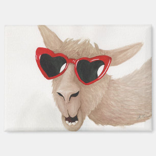 Llamas in Shades: February Magnet 3.5"x2.5"