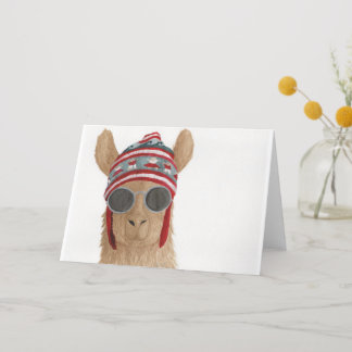 Llamas in Shades: July Greeting Card A5