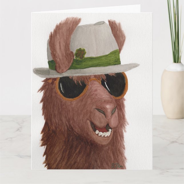Llamas in Shades: March Greeting Card 8.5"x11" (Front)