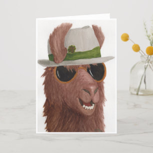 Llamas in Shades: March Greeting Card A5