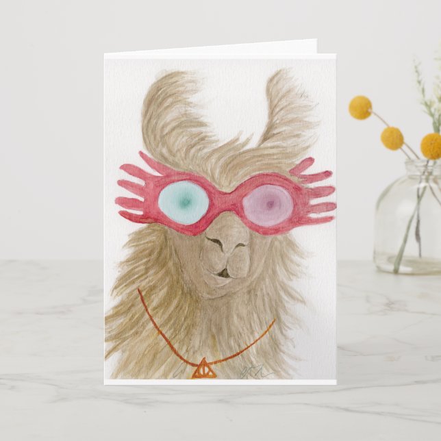 Llamas in Shades: October Greeting Card A5 (Front)
