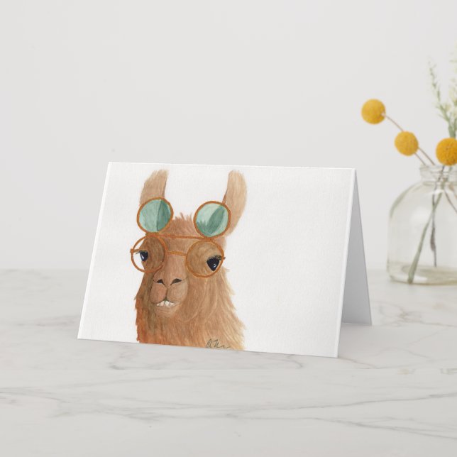 Llamas in Shades: September Greeting Card A5 (Front)