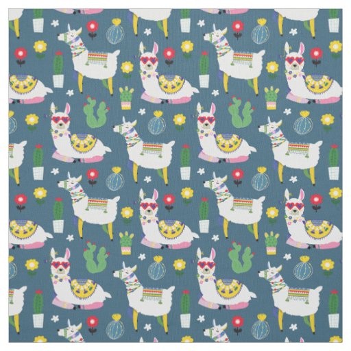 Llamas In Sunglasses Pattern Fabric