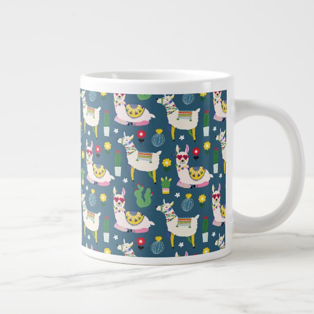 Llamas In Sunglasses Pattern Giant Coffee Mug (Right)