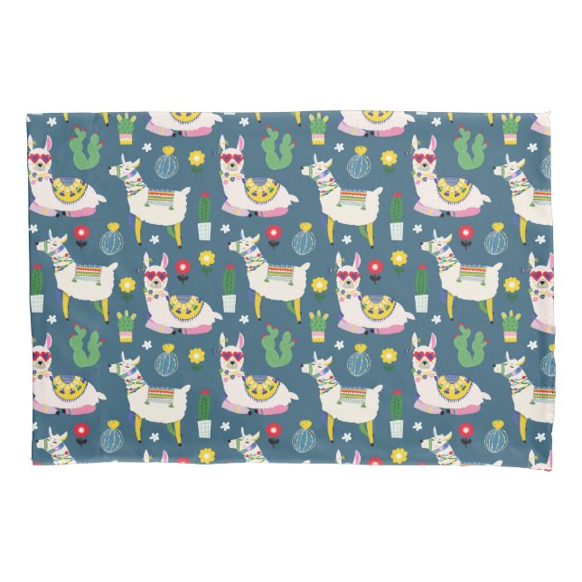 Llamas In Sunglasses Pattern Pillow Case (Front-Left)