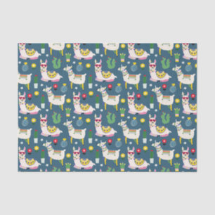 Llamas In Sunglasses Pattern Tissue Paper
