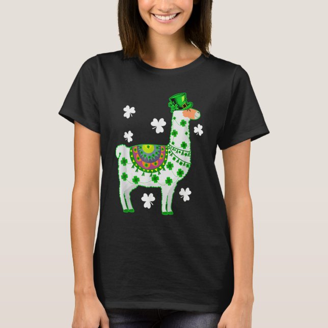 Llamas Lover Leprechaun Llama St. Patrick's Day T-Shirt (Front)