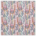 Llamas On Stripes Pattern Fabric