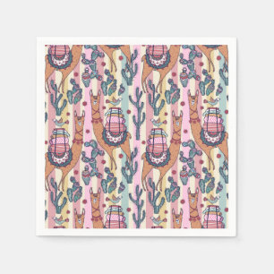 Llamas On Stripes Pattern Napkins