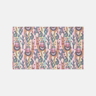 Llamas On Stripes Pattern Rug