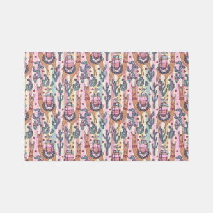 Llamas On Stripes Pattern Rug