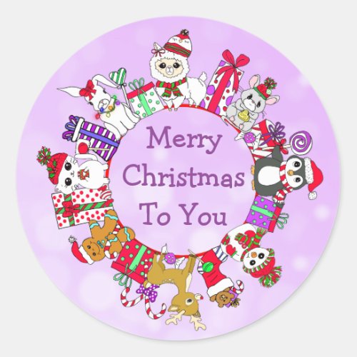 Llamas Penguin Gingerbread Man Festive Holiday Classic Round Sticker