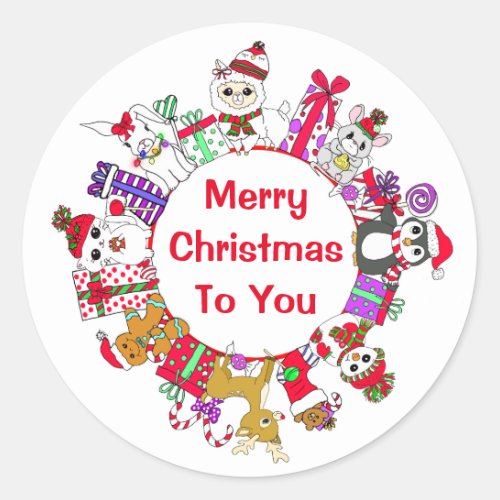 Llamas Penguin Gingerbread Man Festive Holiday Classic Round Sticker