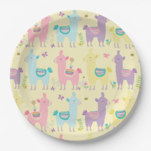 Llamas Pink Yellow Purple Cute Adorable Paper Plates