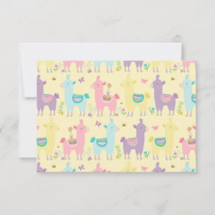 Llamas Pink, Yellow Purple Cute Adorable Thank You Card