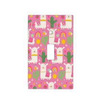 Llamas Rainbows Green Cactus Light Girly Pink Cute Light Switch Cover