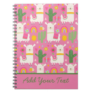 Llamas Rainbows Green Cactus Light Girly Pink Cute Notebook