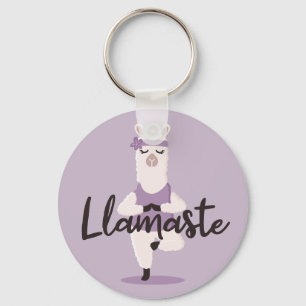 Llamaste Cute & Fun Purple Llama Yoga Character Keychain