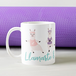 Yoga Llamas Meditating Fun & Cute Custom Name Yoga Mat