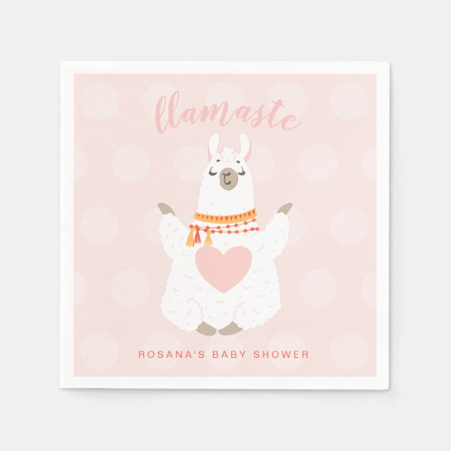 Llamaste Llama Yoga Baby Shower Paper Napkins (Front)