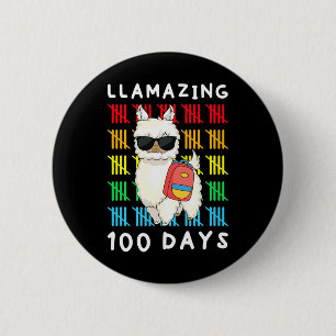 Llamazing 100 Days Of School Kids Llama Teacher 10 Button