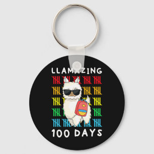 Llamazing 100 Days Of School Kids Llama Teacher 10 Keychain