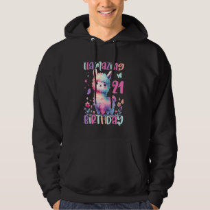 Llamazing 21st Birthday Cute Llama Family Party Al Hoodie