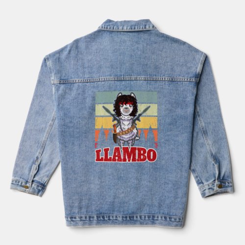 Llambo Military Llama Commando Hilarious Present   Denim Jacket