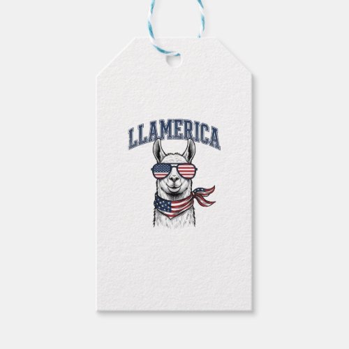 Llamerica Patriotic Llama Vintage Engraving T-Shir Gift Tags