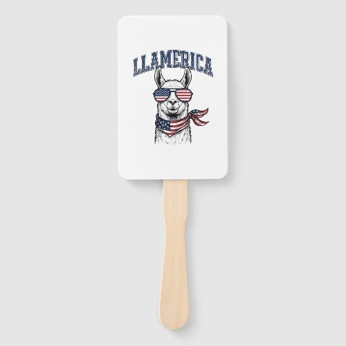 Llamerica Patriotic Llama Vintage Engraving T-Shir Hand Fan