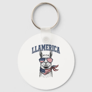 Llamerica Patriotic Llama Vintage Engraving T-Shir Keychain