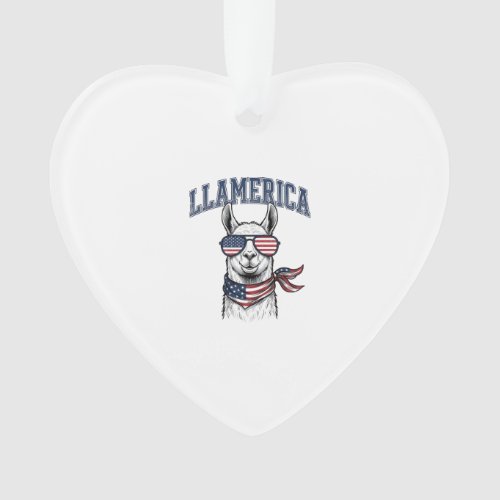 Llamerica Patriotic Llama Vintage Engraving T-Shir Ornament
