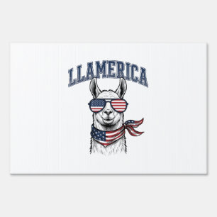 Llamerica Patriotic Llama Vintage Engraving T-Shir Sign