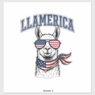 Llamerica Patriotic Llama Vintage Engraving T-Shir Sticker