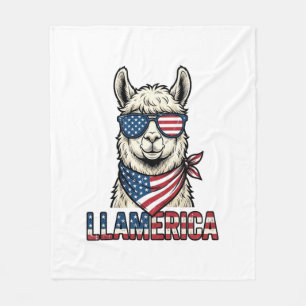 Llamerica Patriotic Llama Vintage Vector Design_1 Fleece Blanket