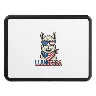 Llamerica Patriotic Llama Vintage Vector Design_1 Hitch Cover