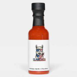 Llamerica Patriotic Llama Vintage Vector Design_1 Hot Sauces