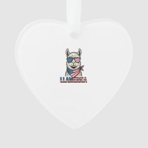 Llamerica Patriotic Llama Vintage Vector Design_1 Ornament