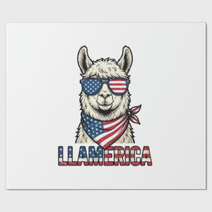 Llamerica Patriotic Llama Vintage Vector Design_1 Wrapping Paper