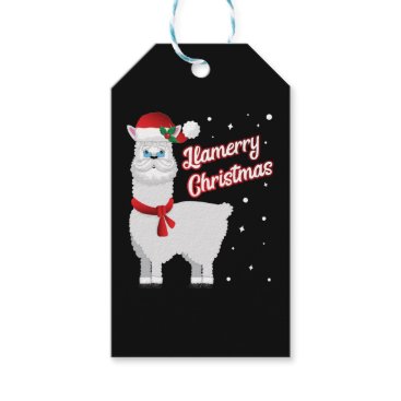 Llamerry Merry Christmas Llama Santa Claus Gift Tags