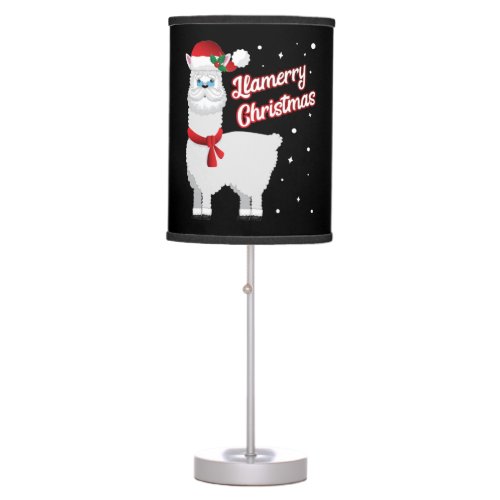 Llamerry Merry Christmas Llama Santa Claus Table Lamp