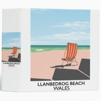 Llanbedrog beach Wales beach travel poster 3 Ring Binder