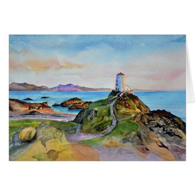 'Llanddwyn Island Lighthouse,' Anglesey Cards (Front Horizontal)