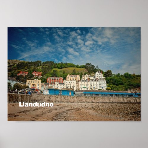 Llandudno Scenic Coastal beach view in Wales UK Poster