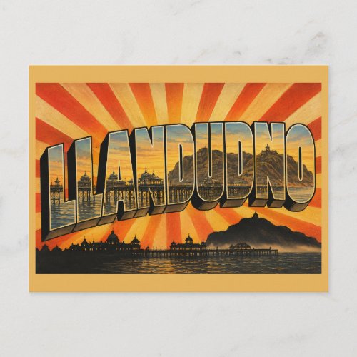 Llandudno Wales Vintage Travel Art Postcard