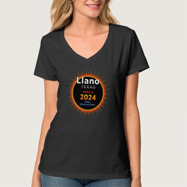 Llano Texas TX Total Solar Eclipse 2024 2 T-Shirt (Front)