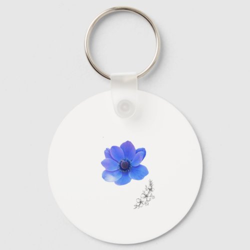 Llavero con diseo floral color azul turquesa keychain