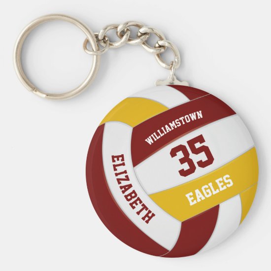 maroon gold sports team colors volleyball keychain